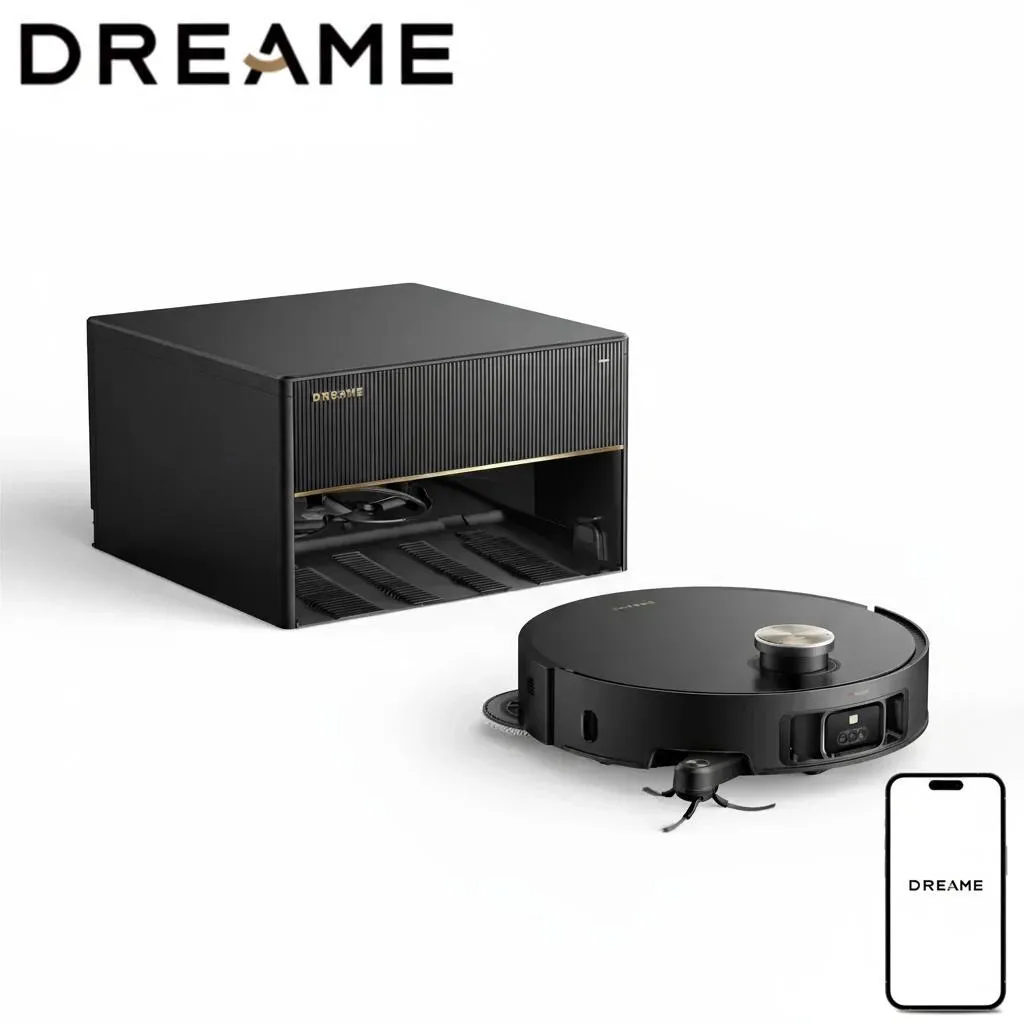 DREAME X50 Master Staubsaugerroboter mit 24,9cm Basisstation,Automatisches Nachfüllen＆Entleeren,Nachlaufsystem,AI Hindernisvermeidung,20000Pa, Schwarz