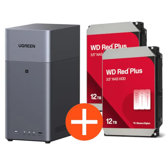 image-19229.webp UGREEN NASync DH2300 NAS System 2-Bay 24TB inkl. 2x WD WD120EFGX NAS HDD - 12 TB – Bild 1