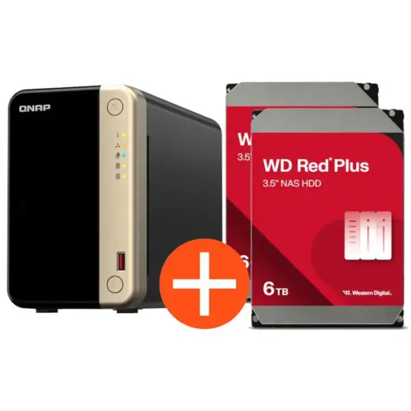 QNAP TS-264-8G NAS System 2-Bay 12TB inkl. 2x 6TB WD Red Plus WD60EFPX