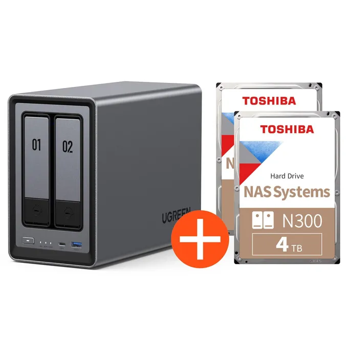 image-19291.webp UGREEN NASync DXP2800 NAS System 2-Bay 8TB inkl. 2x Toshiba NAS HDD N300 – 4TB – Bild 1