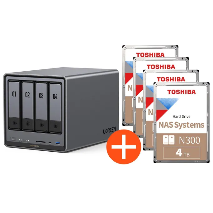 image-19299.webp UGREEN NASync DXP4800 Plus NAS System 4-Bay 16TB inkl. 4x Toshiba NAS HDD N300 – 4TB – Bild 1