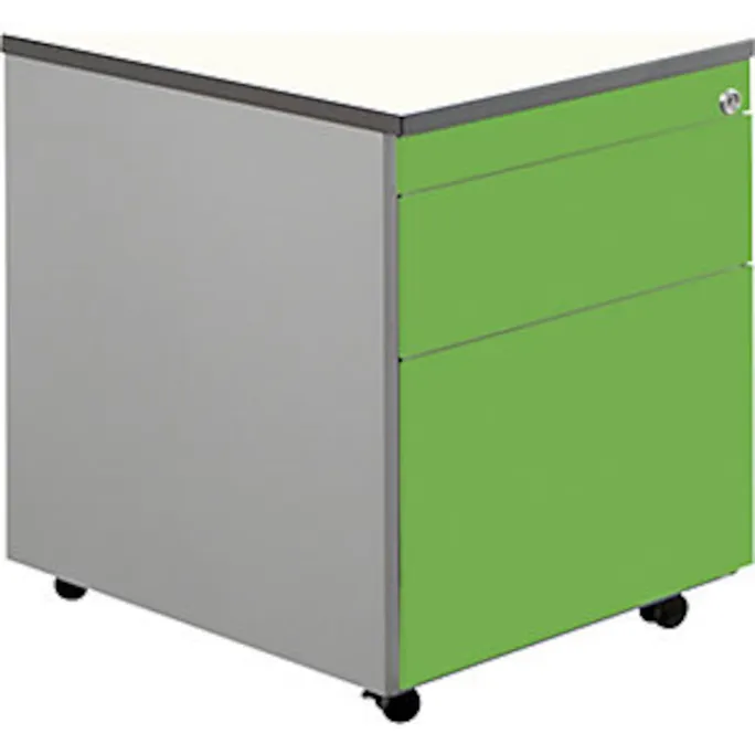 image-22582.webp Schubladencontainer, Rollen, 579x600, 1 Materials.,1 Hängereg, alu/gelbgrün/weiß – Bild 1