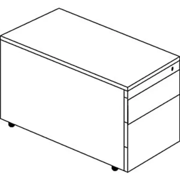 Schubladencontainer m. Rollen, 529x800, 1 Materialschub, 1 Hängereg, weiß/alu – Bild 2