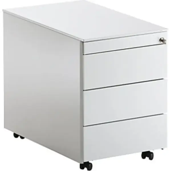 Schubladenrollcontainer, HxT 570x600 mm, Stahlplatte, 3 Schubl., lichtgrau – Bild 3